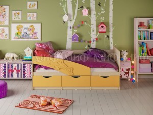 Детская кровать Дельфин-глянец желтый (Миф)